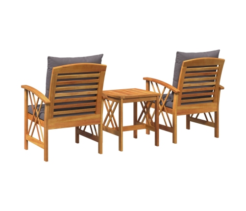 Conjunto de jardín de 3 piezas de  con cojines de madera de acacia sólida