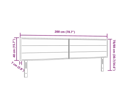 cabecero LED  Diseño de Líneas Negro 200 cm Tela