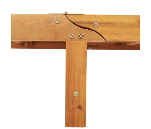 Tumbona plegable  con ruedas y cojín beige de madera maciza de acacia