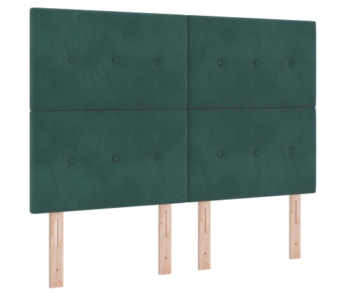 Cama Box Spring  con Colchón Verde Oscuro 160x200 cm Terciopelo