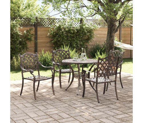 Conjunto de Comedor de Jardín de 5 Piezas de Bronce de Aluminio Fundido
