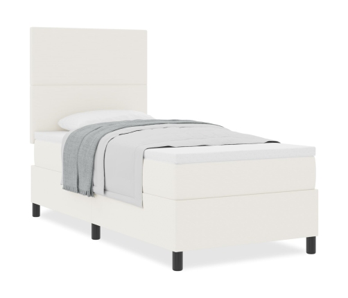 Cama con Base de Resortes y Colchón Color Crema 90x200 cm Tela de Corduroy