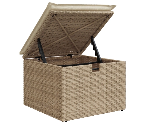 Conjunto de sofá de jardín de 9 piezas con cojines beige de ratán sintético