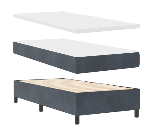 Cama con Box Spring y Colchón  Gris Oscuro 100x200 cm de Terciopelo