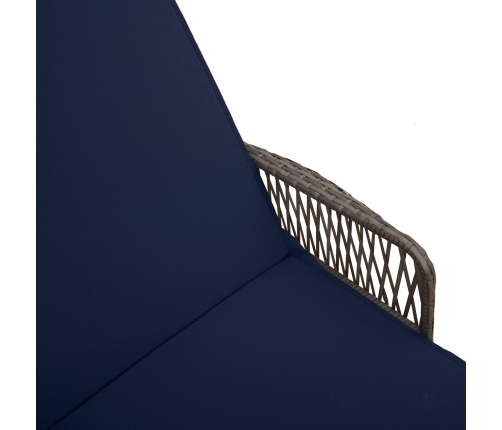 Tumbona de Sol Gris PE Rattan 157 x 55 x 92 cm Plegable