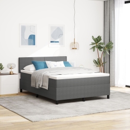 Cama con somier  con colchón y luz LED gris 160x200 cm Tela de terciopelo