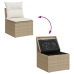 Sofá de jardín  9 piezas con cojines beige de ratán PE y acacia, Comedor de jardín  3 piezas con cojines beige de ratán PE y acacia