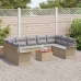 Conjunto de Sofá de Jardín de 10 Piezas con Cojines Beige Poliratán Acacia