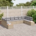 Juego de Sofás de Jardín de 10 Piezas con Cojines Beige Poliratán Acacia
