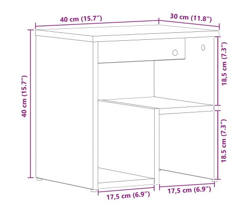 Mesita de Noche  Roble Negro 40x30x40 cm Madera Ingenierizada