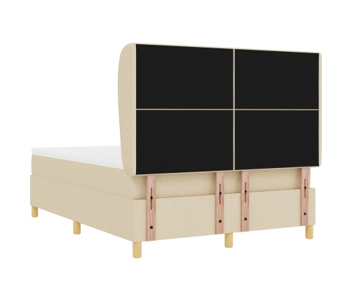 Cama con somier y colchón  Crema 140x190 cm Tela