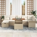 Set de sofá de jardín de 8 piezas con cojines beige de ratán sintético