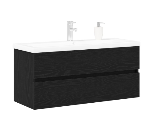 Gabinete de Fregadero  con Lavabo Incorporado de Roble Negro y Madera Elaborada, Gabinete de Fregadero  de Roble Negro 90x38.5x45 cm Madera Elaborada