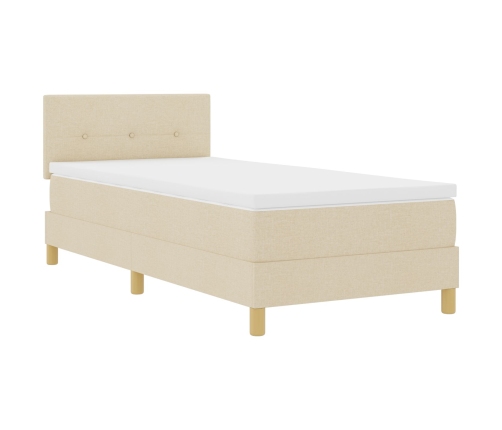 Cama con Somier y Colchón Crema 90x200 cm Tela