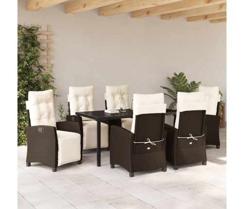 VidaXL Conjunto de comedor de jardín de 7 piezas marrón poliratán