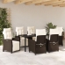 VidaXL Conjunto de comedor de jardín de 7 piezas marrón poliratán