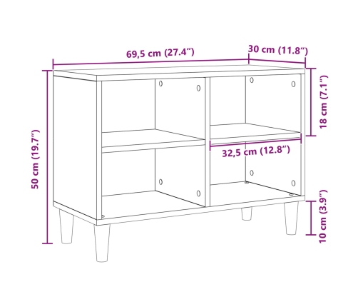 Gabinete de TV  Roble Artesanal 69.5x30x50 cm Madera Elaborada