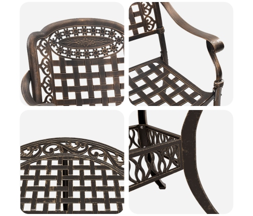 Juego de comedor de jardín de 7 piezas de  en aluminio fundido bronce