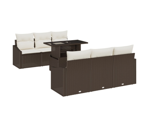 Conjunto de Sofá de Jardín  7 Piezas Marrón Ratán Sintético