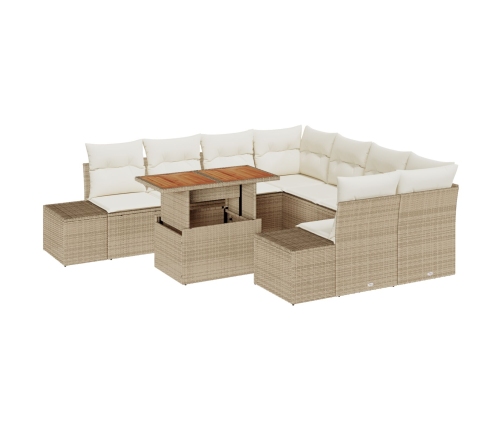 Conjunto de Sofá de Jardín  Set de 9 Beige Poliratán