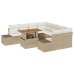 Conjunto de Sofá de Jardín  Set de 9 Beige Poliratán