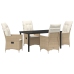 Set de Comedor de Jardín de 5 Piezas con Cojines Beige Rattán Poliéster