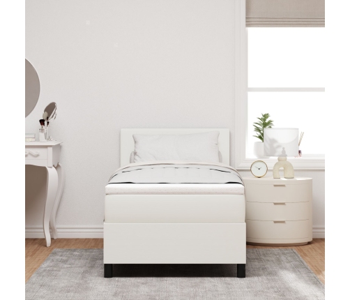 Cama con Somier  con Colchón Crema 100x200 cm Tela de Terciopelo