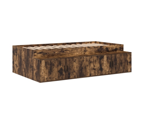 Estructura de Cama de Almacenamiento Roble Ahumado 75x190 cm