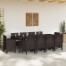 Juego de Comedor de Jardín de 11 Piezas con Cojines Marrón Poliratán