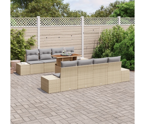 Juego de Sofá de Jardín  Set de 7 Beige Poliratán