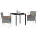 Juego de Comedor de Jardín  3 Piezas Rattan de Poliéster Gris