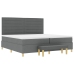 Cama con somier  con colchón y banco gris oscuro 200x200 cm de tela