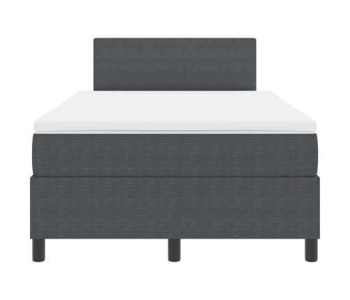Cama con Box Spring  con Colchón Gris Oscuro 120x200 cm Tela de Corduroy