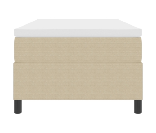 Cama con Somier  con Colchón Beige, Blanco Tejido de Pana