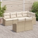 Conjunto de Sofá de Jardín de 7 Piezas  con Cojines Beige Poliratán
