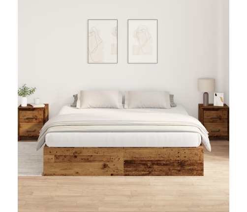Estructura de Cama Madera Recuperada Madera de Roble Sólido