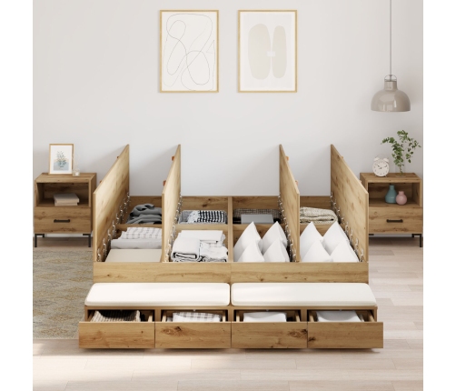 Cama de Almacenamiento  Marrón Madera elaborada 140 x 190 x 31.5 cm