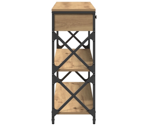Mesa Consola  de Roble Artesanal 100x28x75 cm Madera Ingenierizada y Acero
