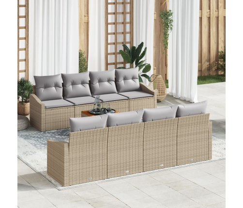 Conjunto de Sofá de Jardín  de 7 Piezas con Cojines Beige Ratán Sintético Acacia