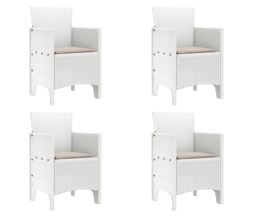 Set de Comedor de Jardín de 5 Piezas con Cojines Blanco Poliratán