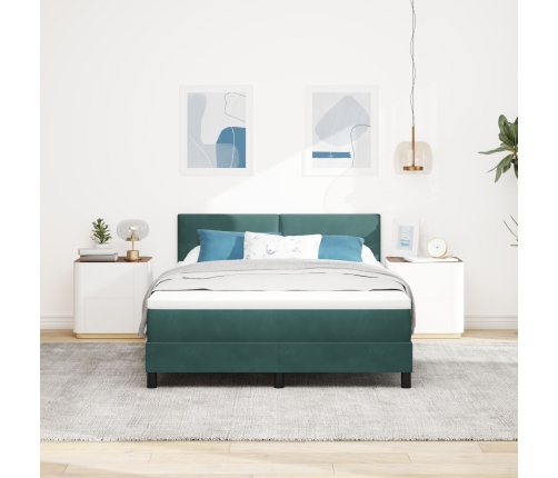 Cama Box Spring  con colchón Verde Oscuro 140x200 cm Terciopelo