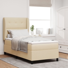 Cama Box Spring  con Colchón Crema 90x200 cm Tela