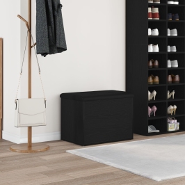 Banco de almacenamiento  Negro Roble 60x40x45 cm Madera elaborada