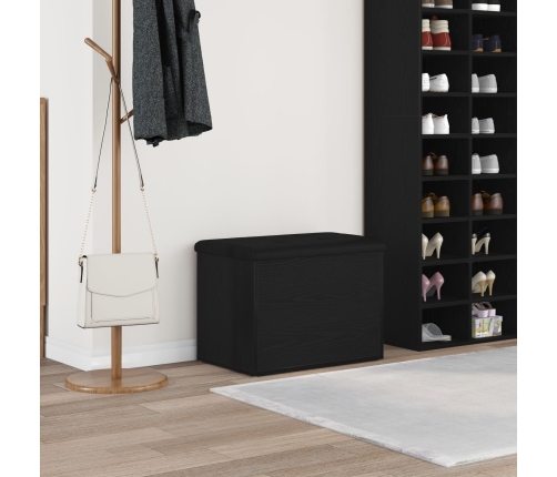 Banco de almacenamiento  Negro Roble 60x40x45 cm Madera elaborada