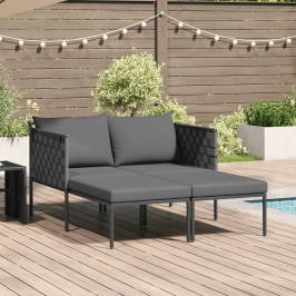 Tumbona  con cojines para 2 personas Anthracite 115x153x69,5 cm Acero