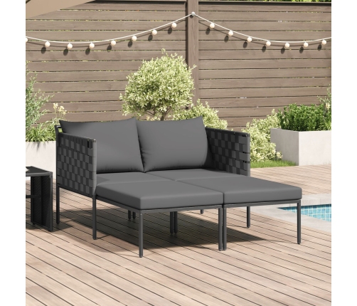 Tumbona  con cojines para 2 personas Anthracite 115x153x69,5 cm Acero