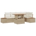Conjunto de Sofá de Jardín  Set de 6 Beige, Crema Ratán, Poliéster