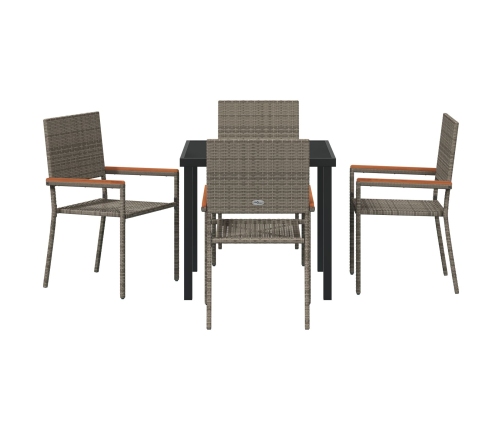 Conjunto de Comedor de Jardín de 5 Piezas Gris Poliratán