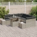Conjunto de Sofá de Jardín  9 Piezas Beige, Gris Oscuro Ratán