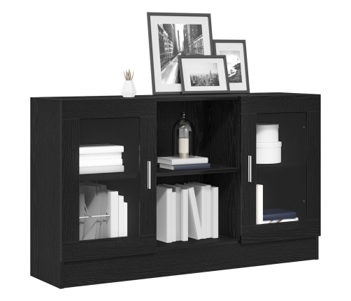 Mueble Auxiliar Roble Negro Madera de calidad y vidrio Mediano